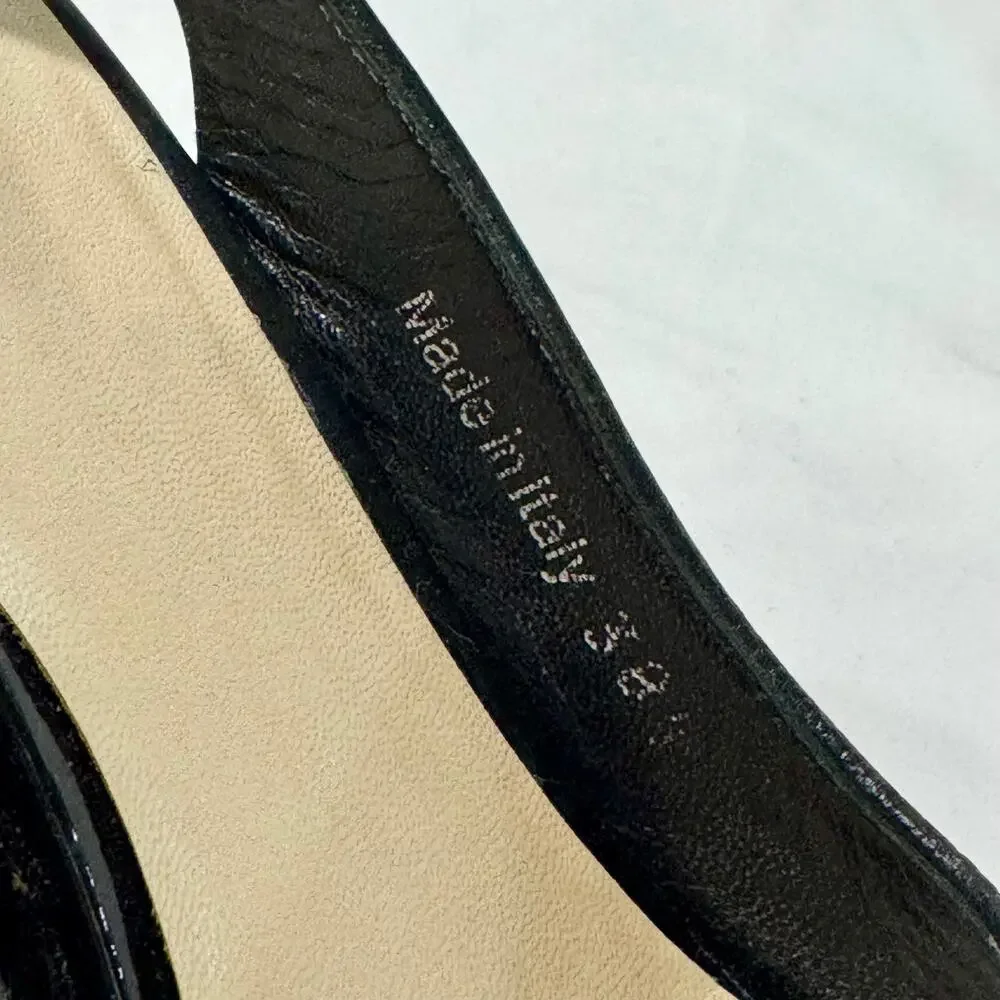 Christian Dior Black Patent Leather Peep Toe Slingback Heel Single Shoe 38.5